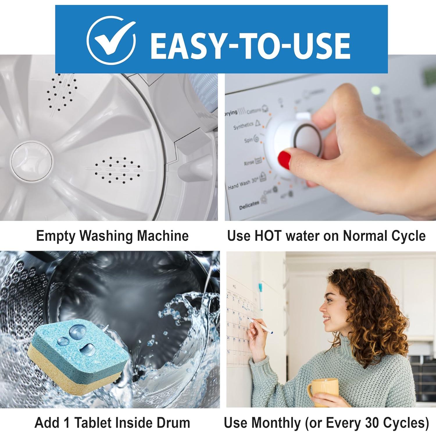 Limpiador de Lavadora Sani 360° - 12 Tabletas Enzimáticas