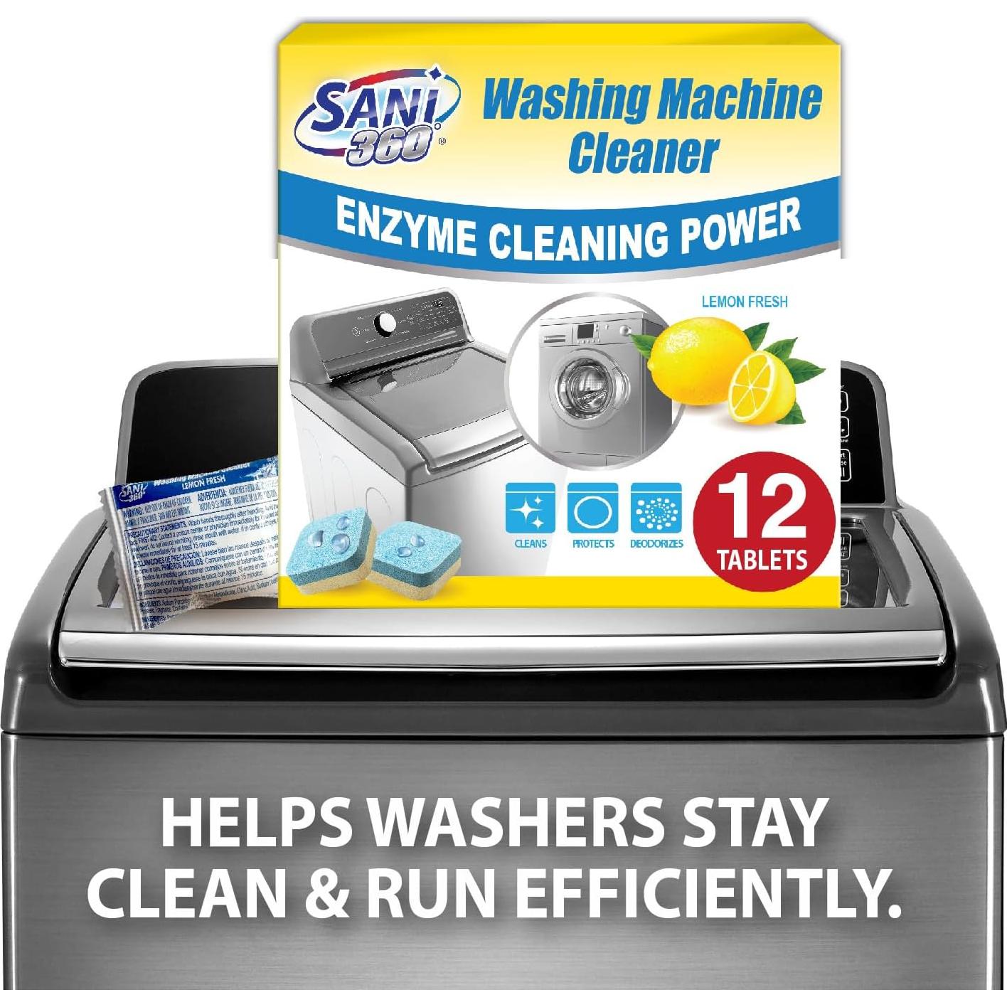 Limpiador de Lavadora Sani 360° - 12 Tabletas Enzimáticas