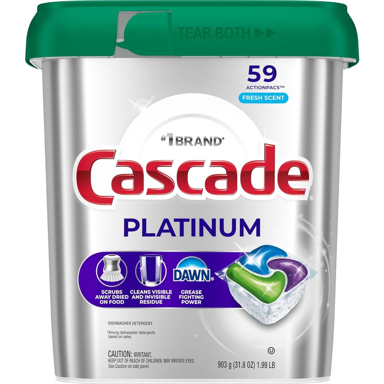 Cápsulas de Lavavajillas Cascade Platinum 59 Unidades