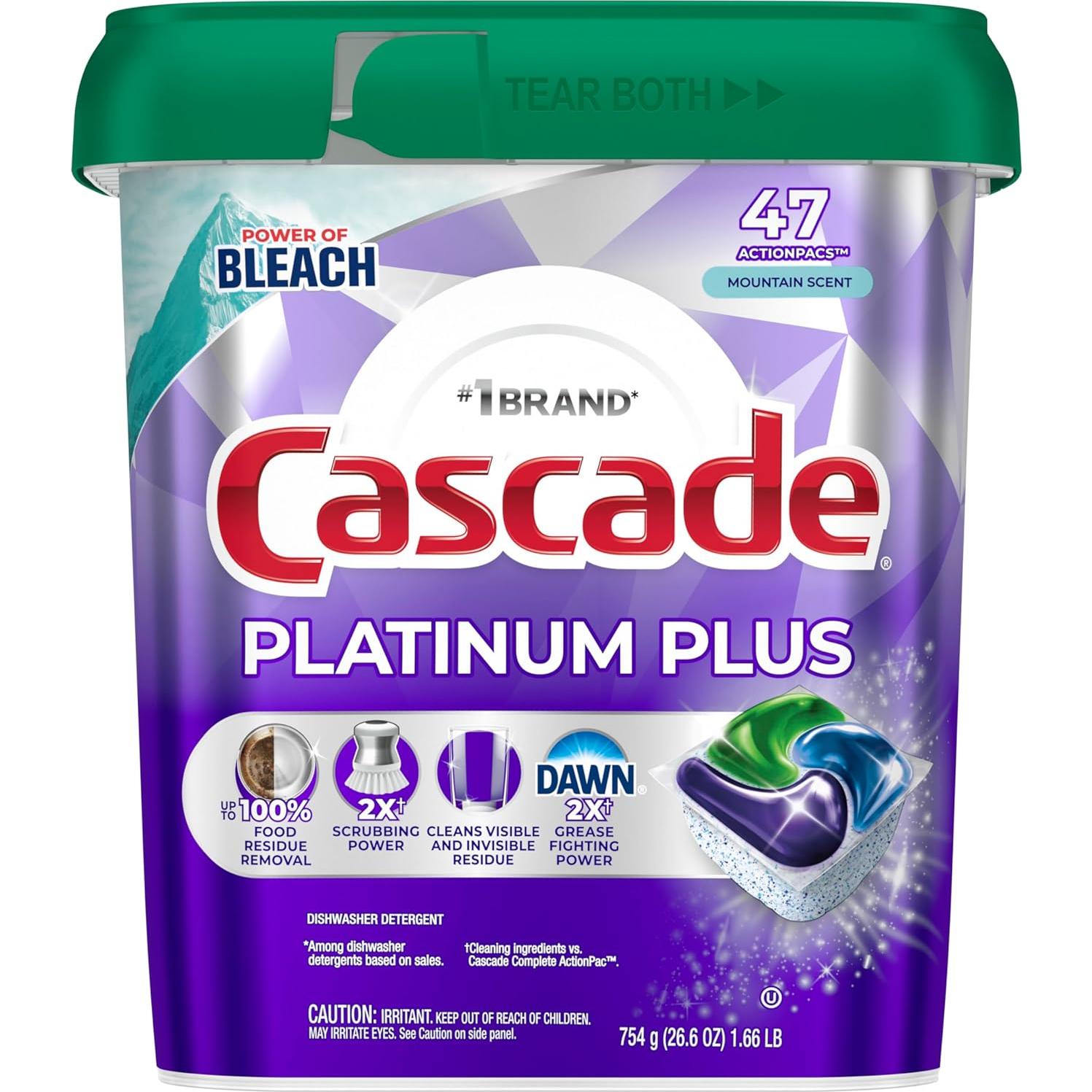 Cápsulas de Lavavajillas Cascade Platinum Plus - 47 Unidades