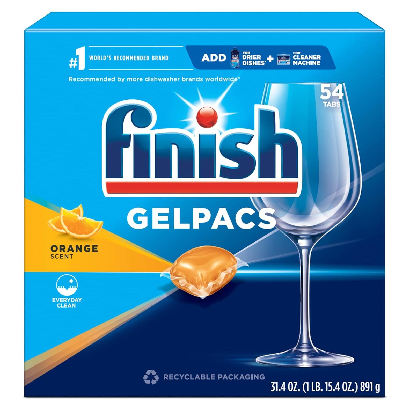 Finish Gelpacs Detergente para Lavavajillas Aroma Naranja 32 Unidades