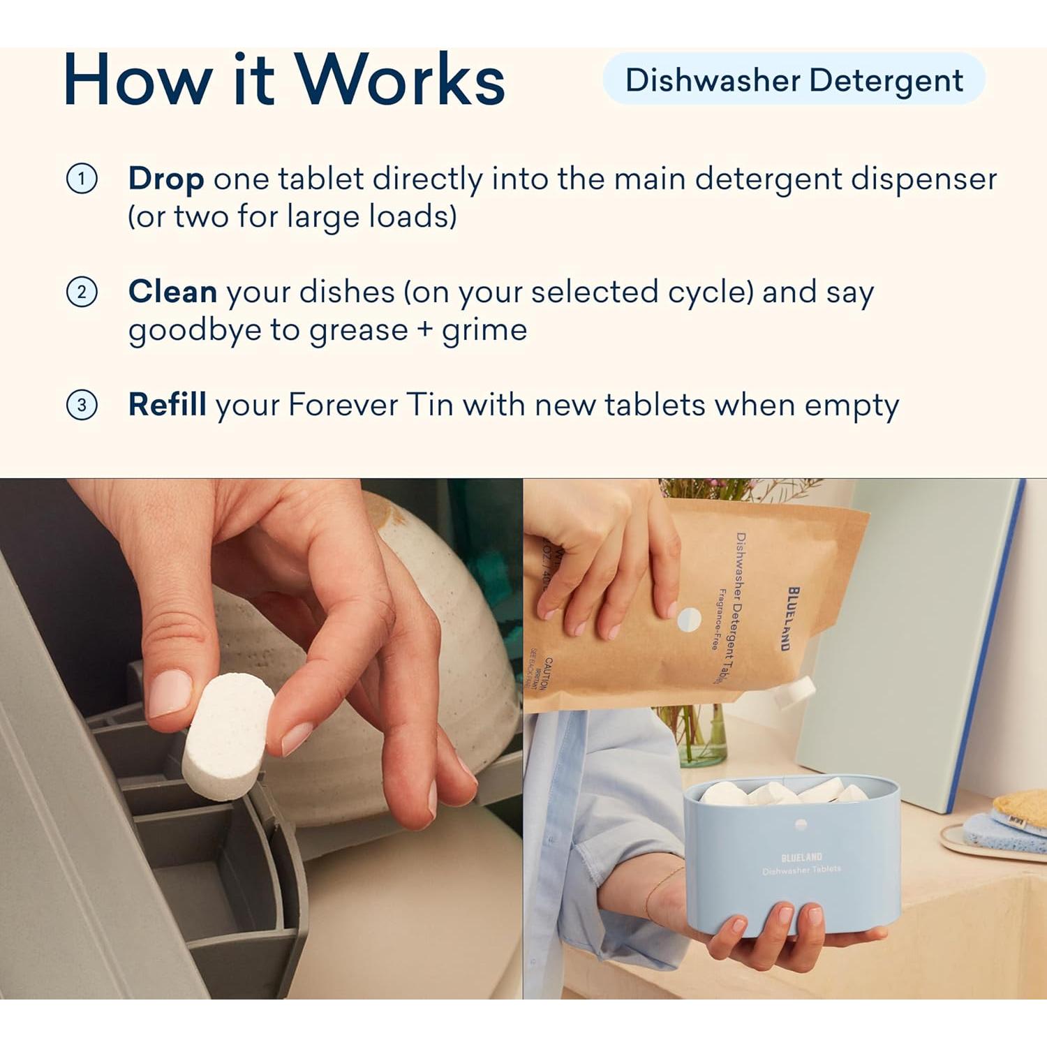 Tabletas de Detergente Ecológicas Blueland para Lavavajillas 60 Unidades