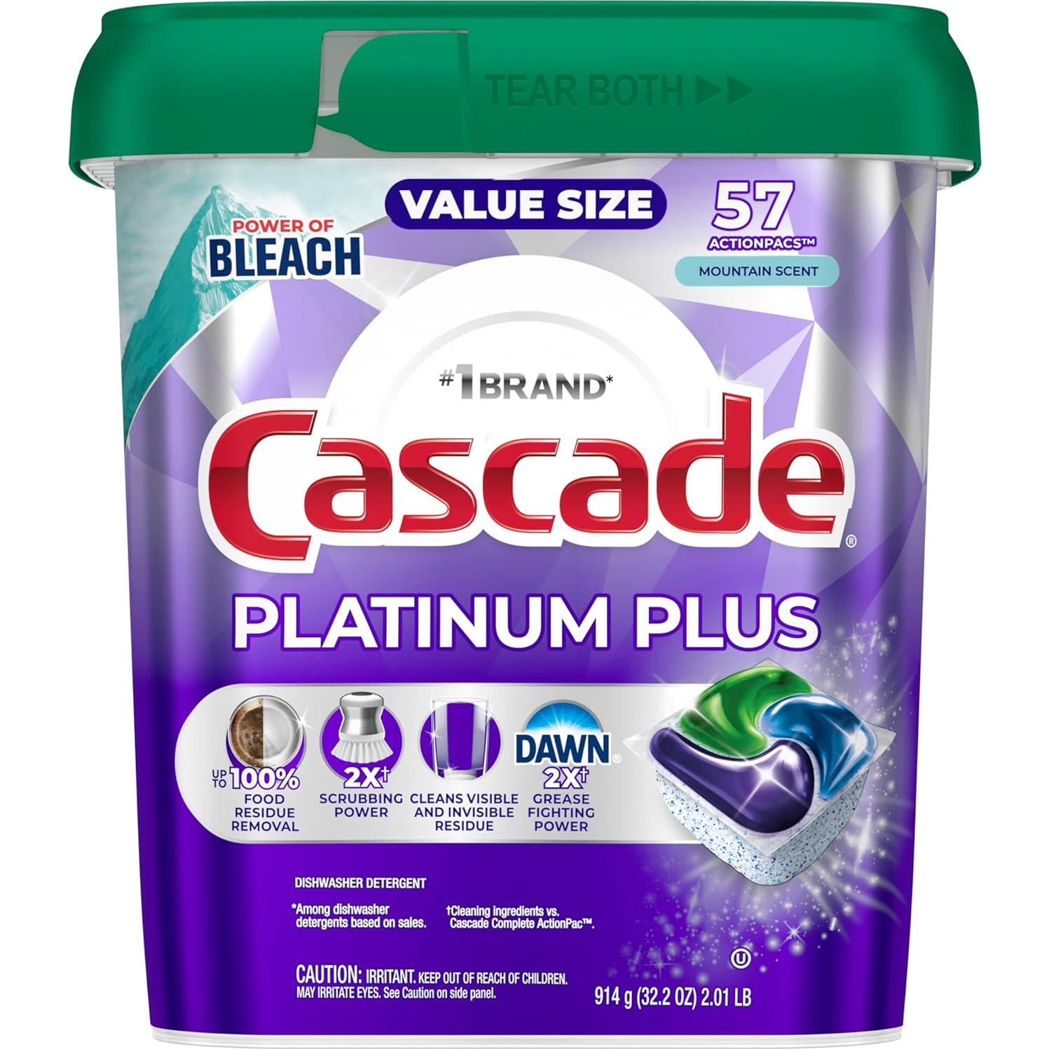 Cápsulas para Lavavajillas Cascade Platinum Plus 57 Unidades