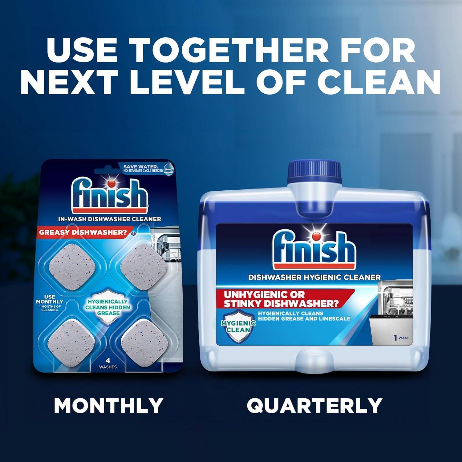 Tabletas Limpiadoras Finish para Lavavajillas, 4 Unidades, Efecto Higiénico