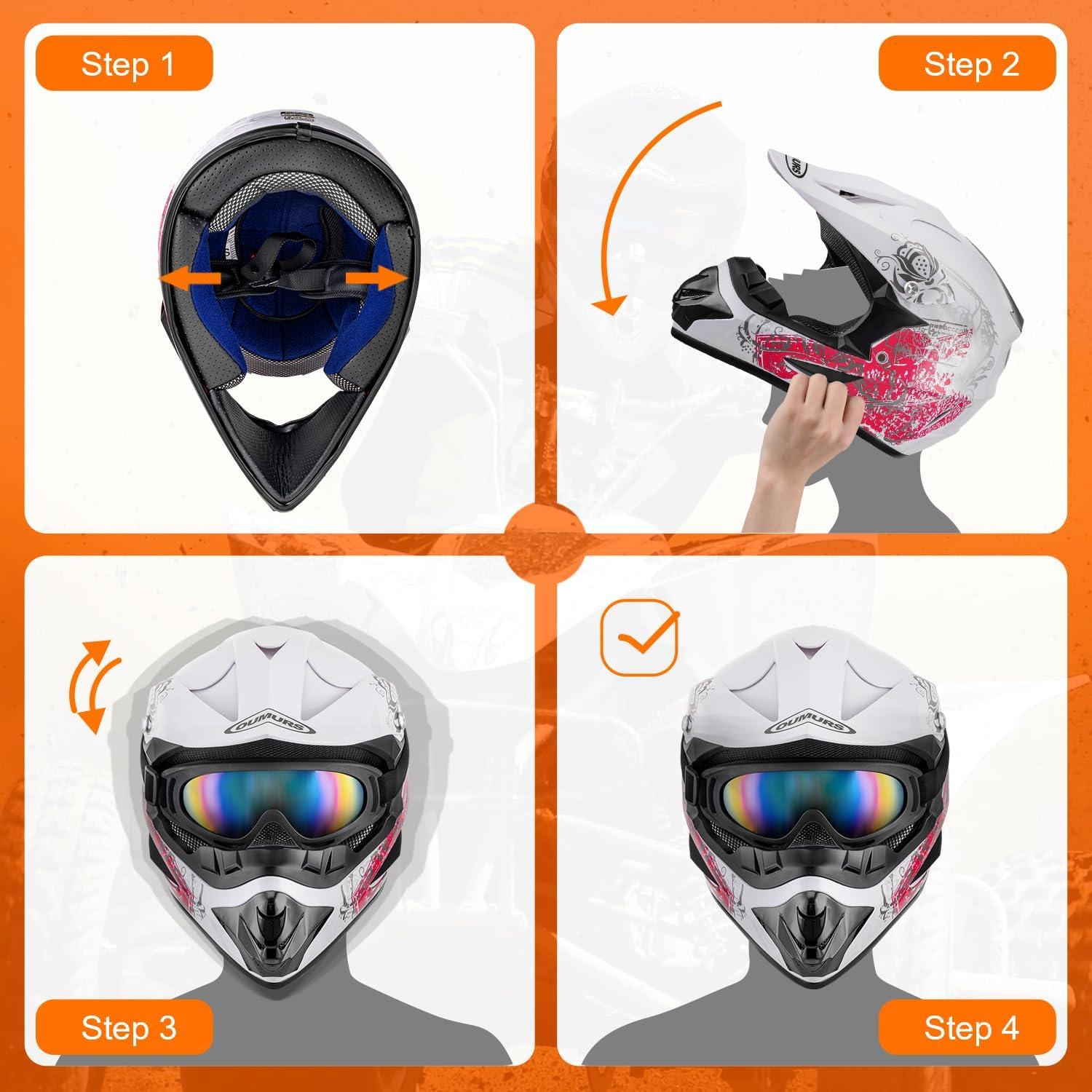 Casco de motocross Oumurs juvenil 5-14 años azul