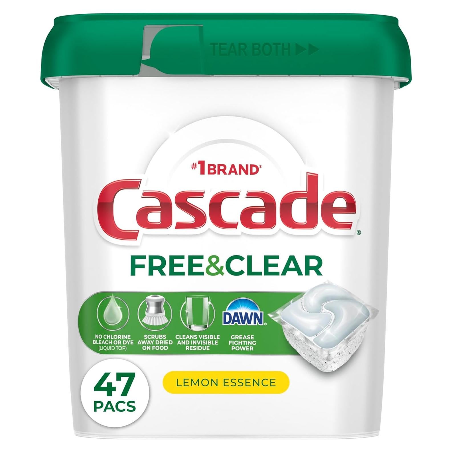 Cápsulas detergente para lavavajillas Cascade Free & Clear 47u