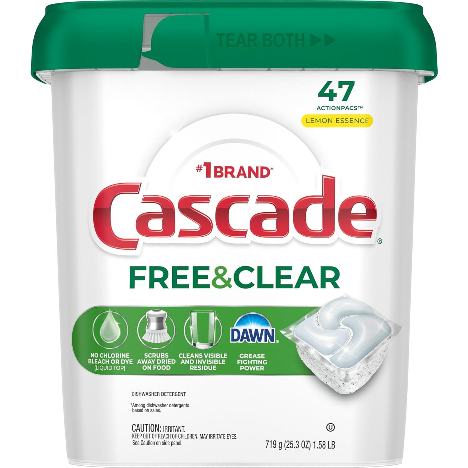 Cápsulas detergente para lavavajillas Cascade Free & Clear 47u