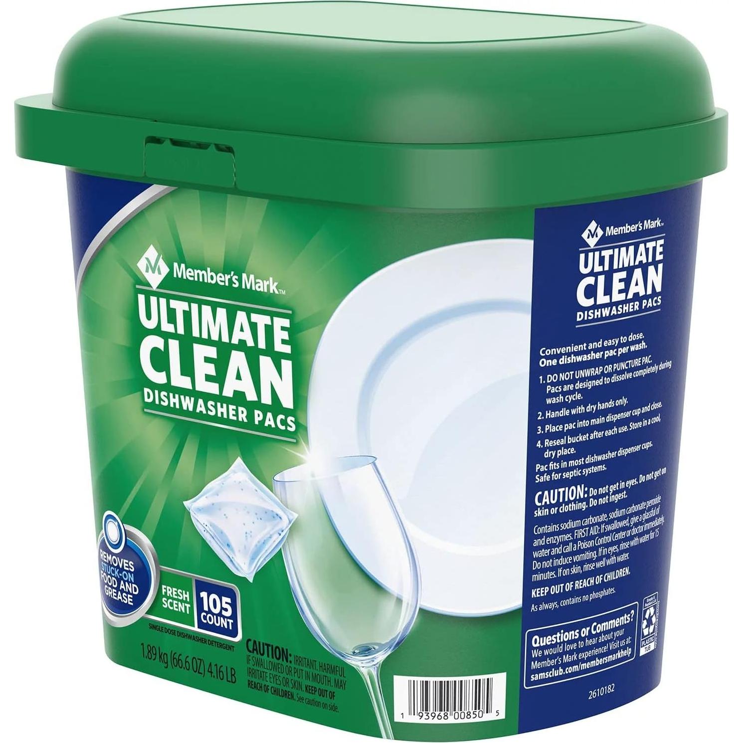 Pacs de Lavavajillas Member's Mark Ultimate Clean 105 Unidades