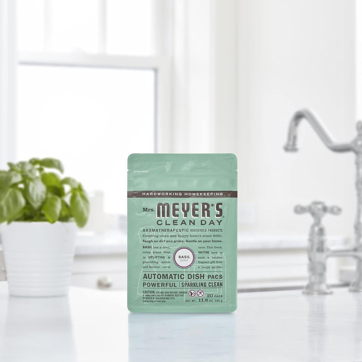 Pods de Lavavajillas Automáticos Mrs. Meyer's Albahaca 60 Unidades