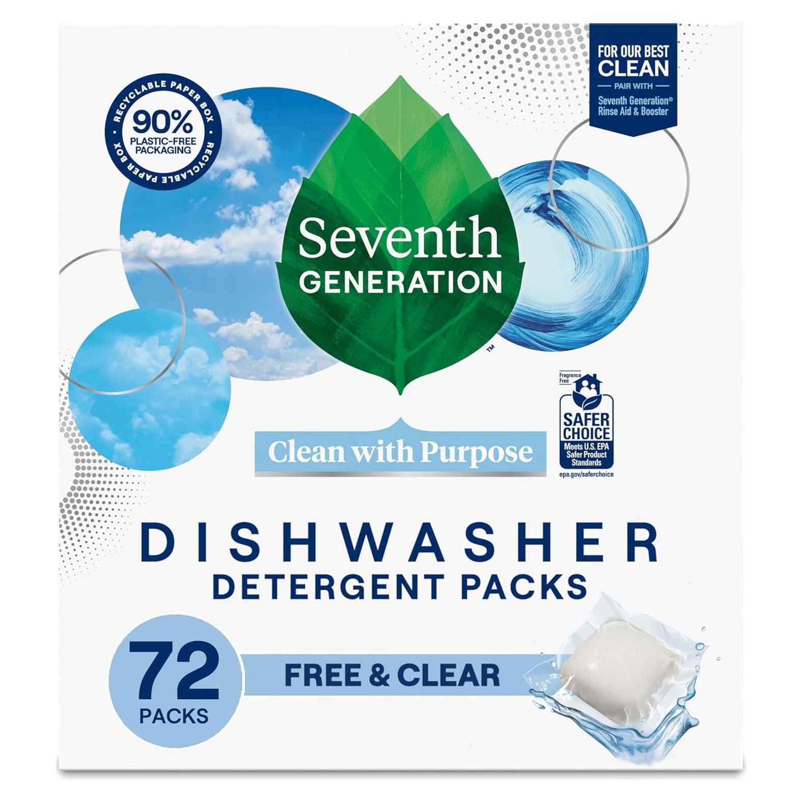 Detergente para Lavavajillas Seventh Generation Sin Fragancia 72 Unidades