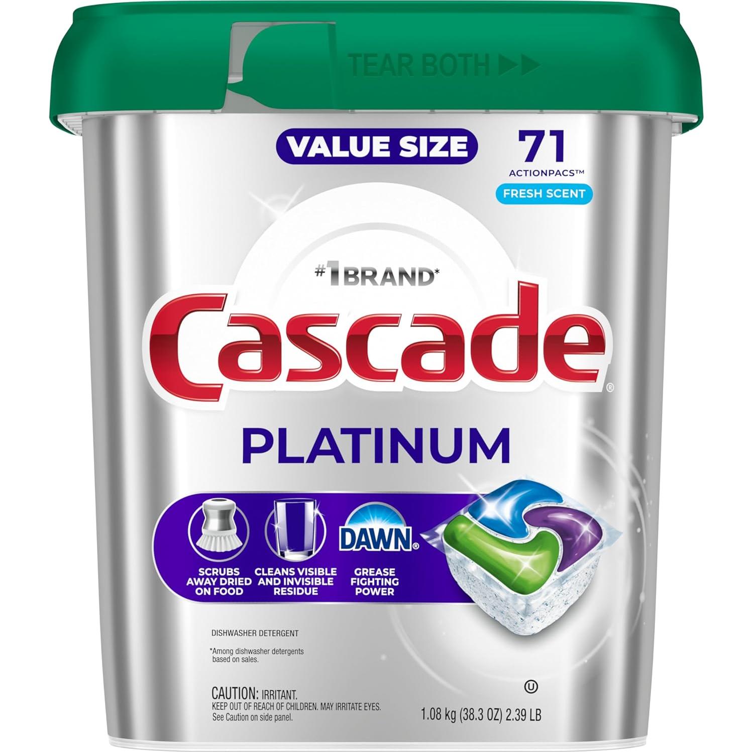 Cápsulas de Lavavajillas Cascade Platinum 71 Unidades