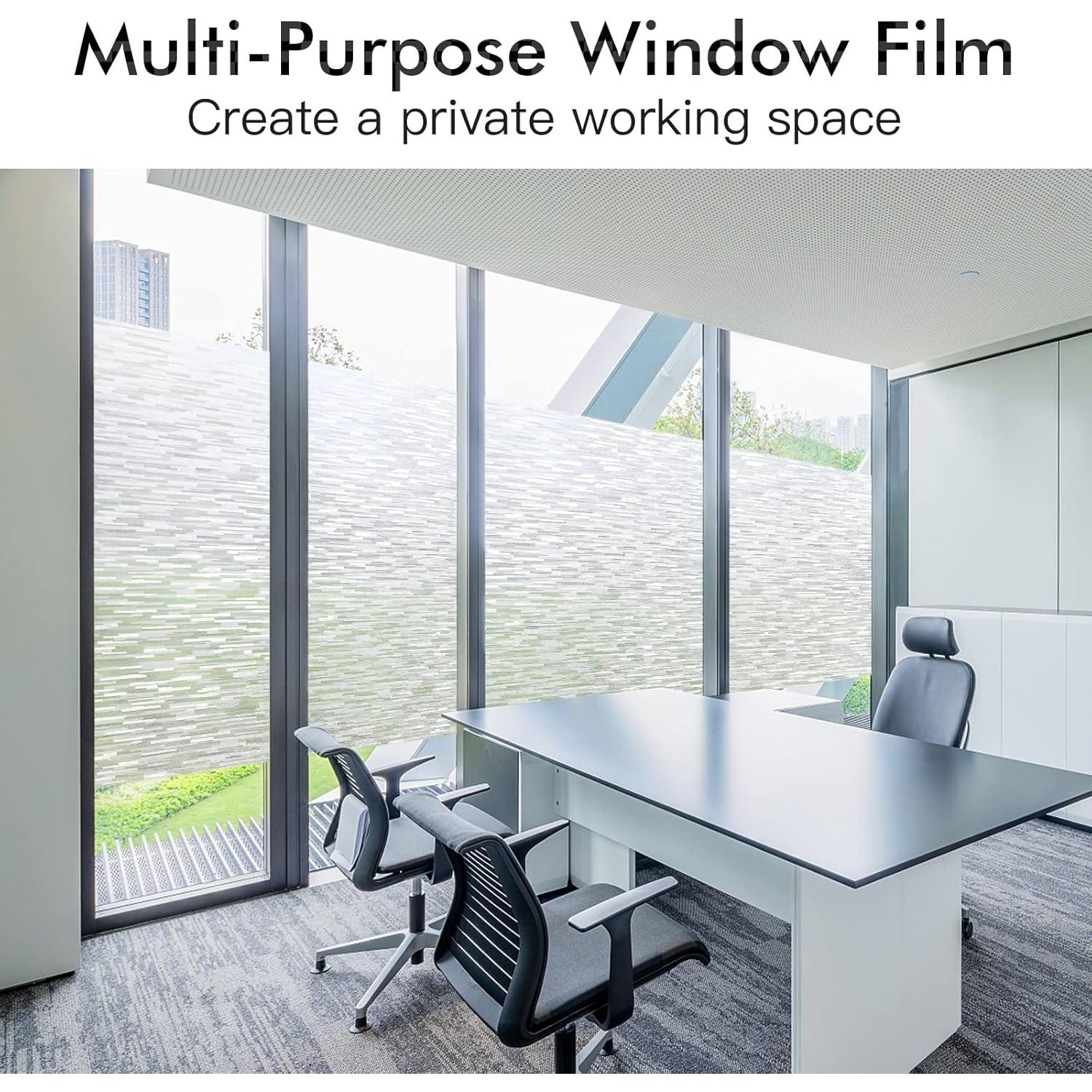 Haton Window Privacy Film, Frosted Glass Static Cling Sun Heat Blocking Window Clings, Frosting Opaque Coverings, Vinyl Removable Stickers Tint for Home Door Office, Non Adhesive 17.5" x 78.7"