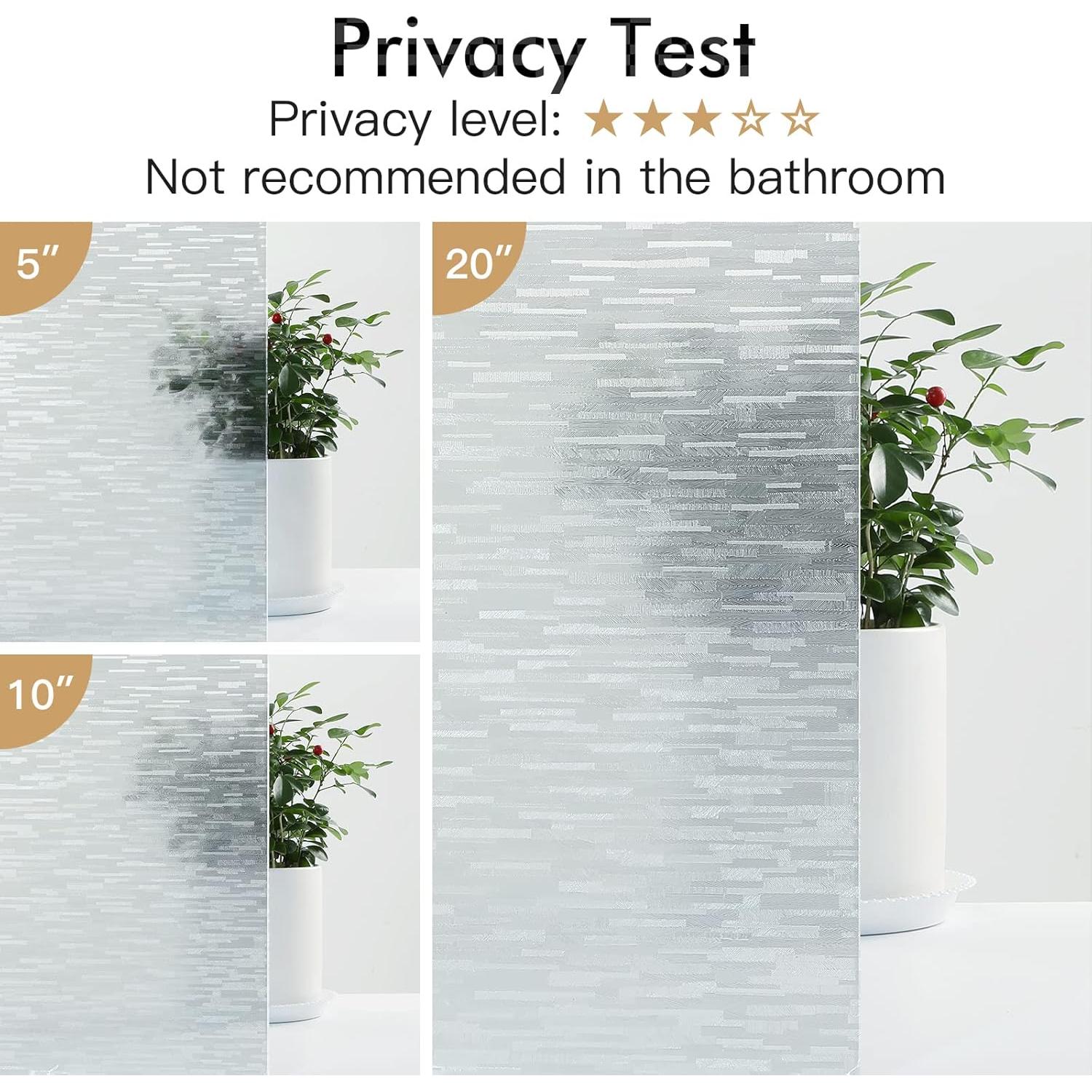 Haton Window Privacy Film, Frosted Glass Static Cling Sun Heat Blocking Window Clings, Frosting Opaque Coverings, Vinyl Removable Stickers Tint for Home Door Office, Non Adhesive 17.5" x 78.7"