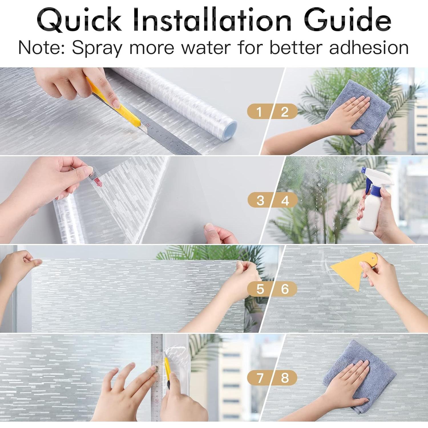 Haton Window Privacy Film, Frosted Glass Static Cling Sun Heat Blocking Window Clings, Frosting Opaque Coverings, Vinyl Removable Stickers Tint for Home Door Office, Non Adhesive 17.5" x 78.7"