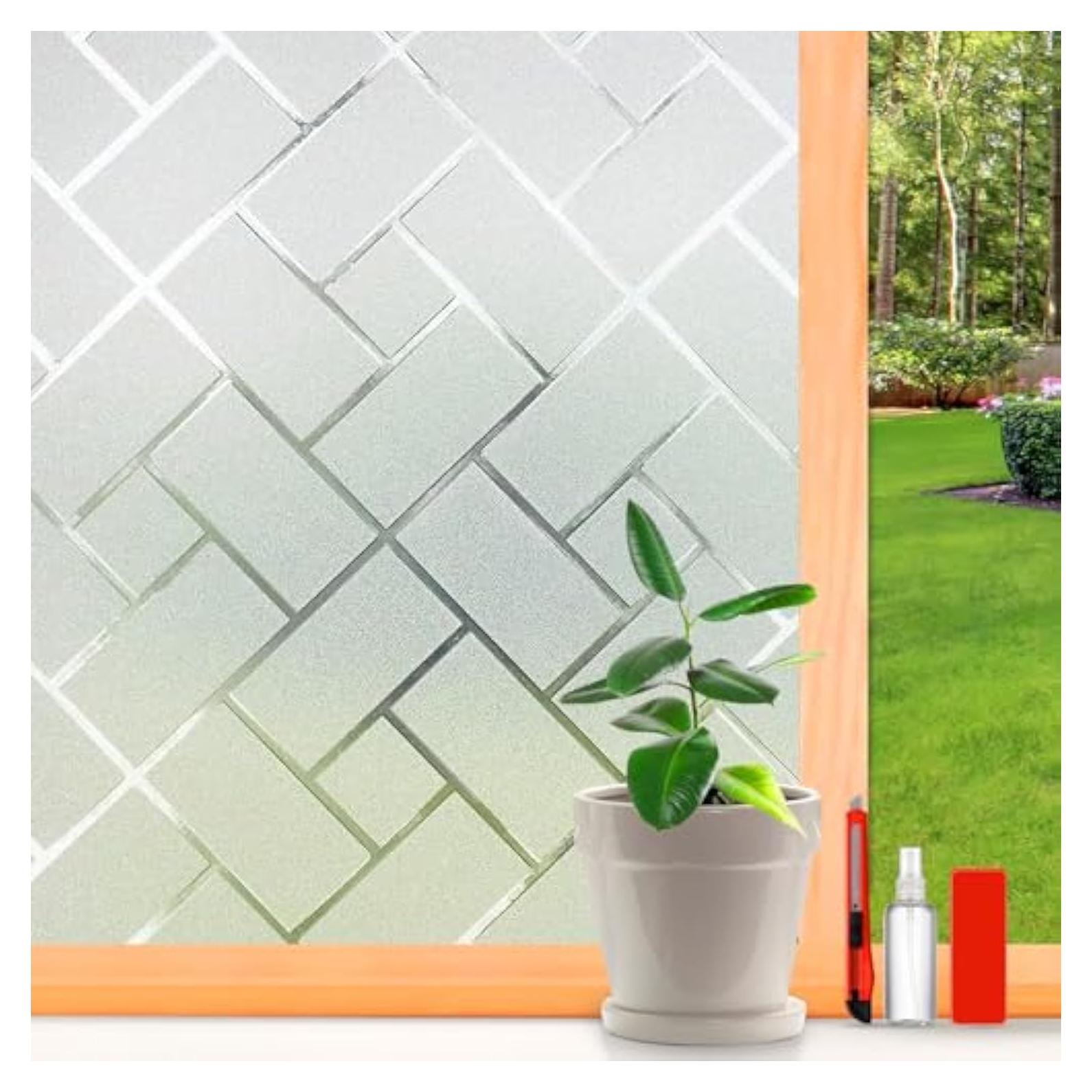 Película de Privacidad para Ventanas XHCN 44.45x200 cm Cuadrícula Blanca