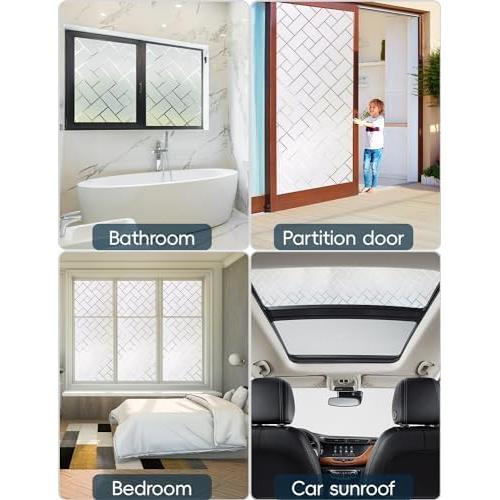 Película de Privacidad para Ventanas XHCN 44.45x200 cm Cuadrícula Blanca