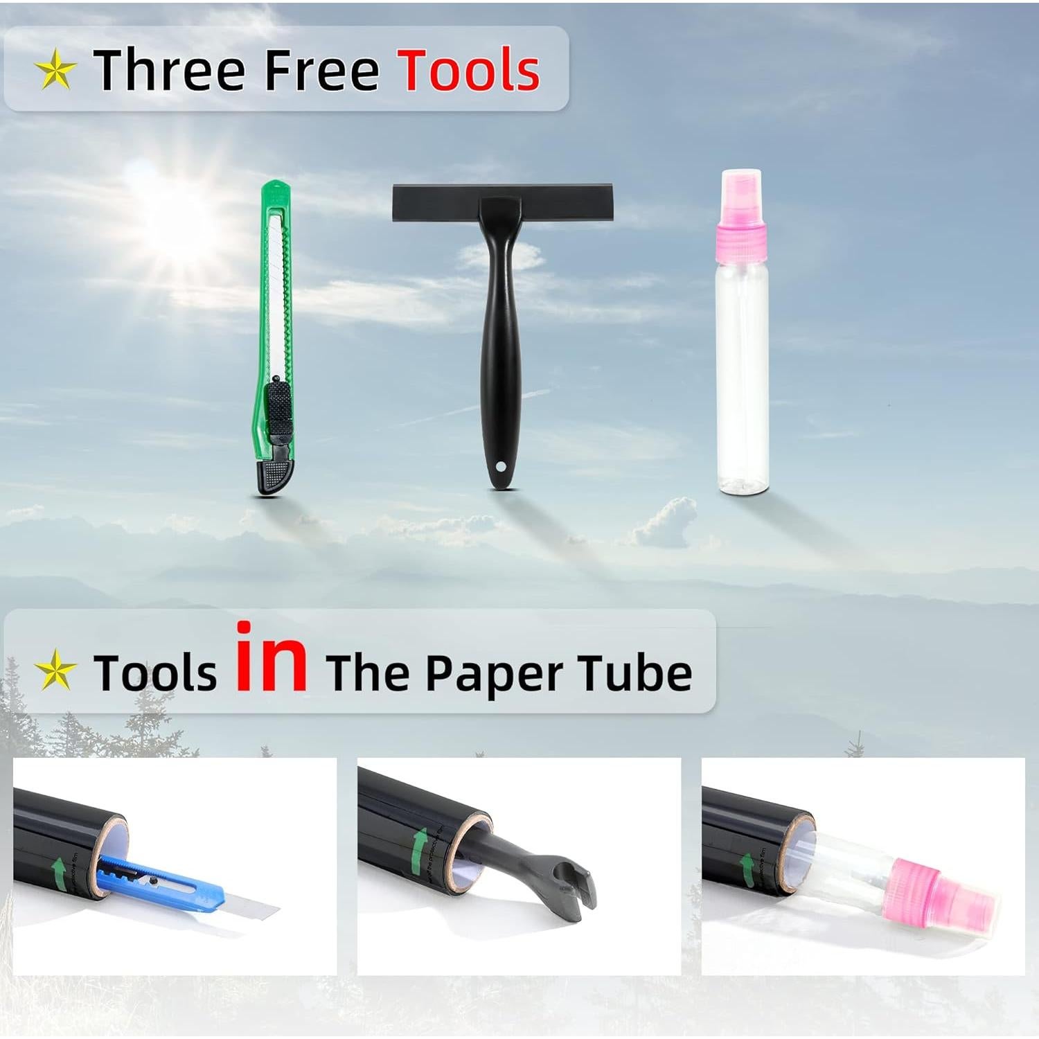 FuFin Total Blackout Window Privacy Film with Free Installation Tools,Explosion-Proof PET Material,Blocks 100% of UV and Light Rays.Heat Control Room Darkening Cover(Total Black 17.5"×78.7")