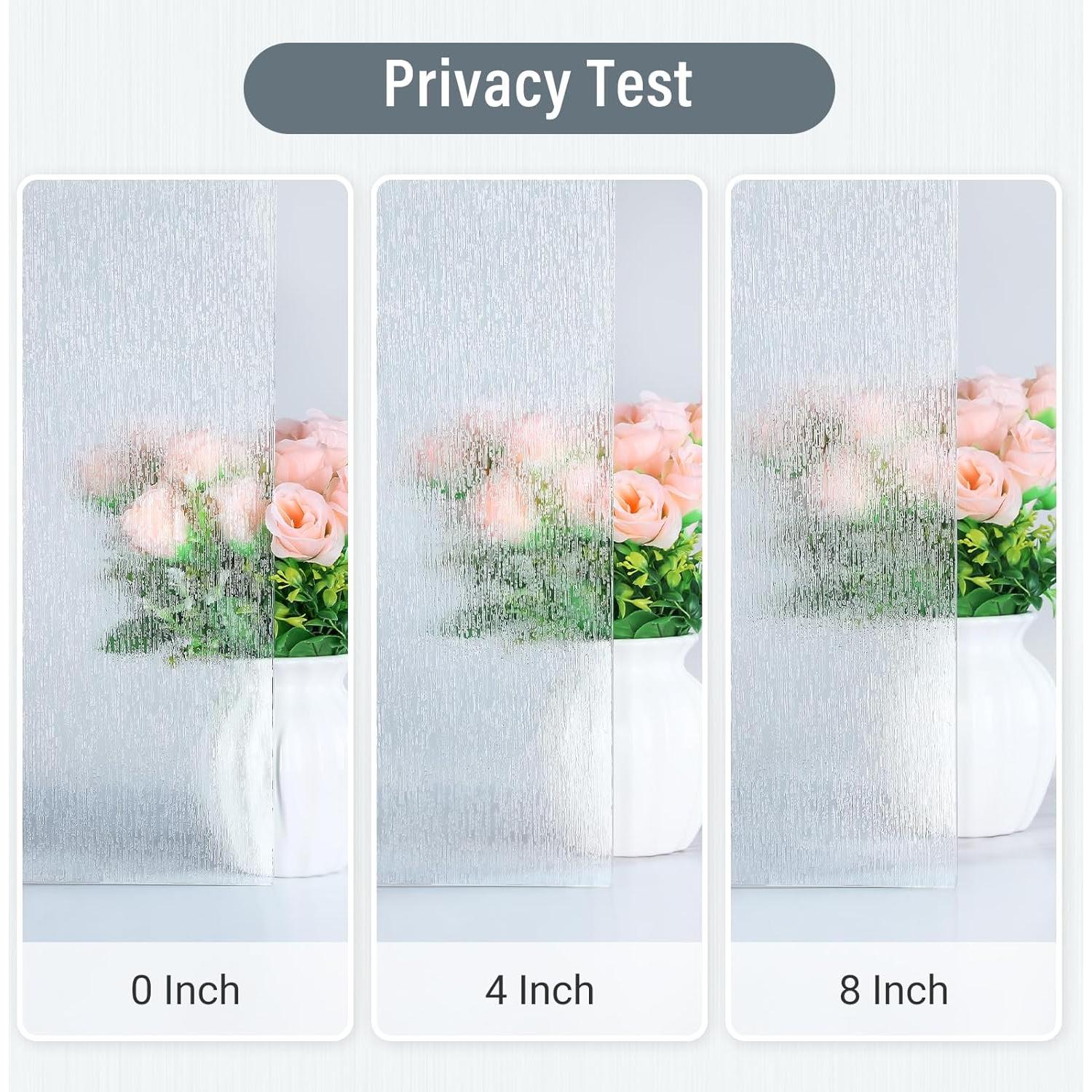 LUTE Rain Glass Window Film, Privacy Frosted Film Decorative Sticker, UV Blocking Static Cling Removable Glass Cover, Stained Frosting Cling Door Window Vinyl for Home Office, 17.5" x 78.7"