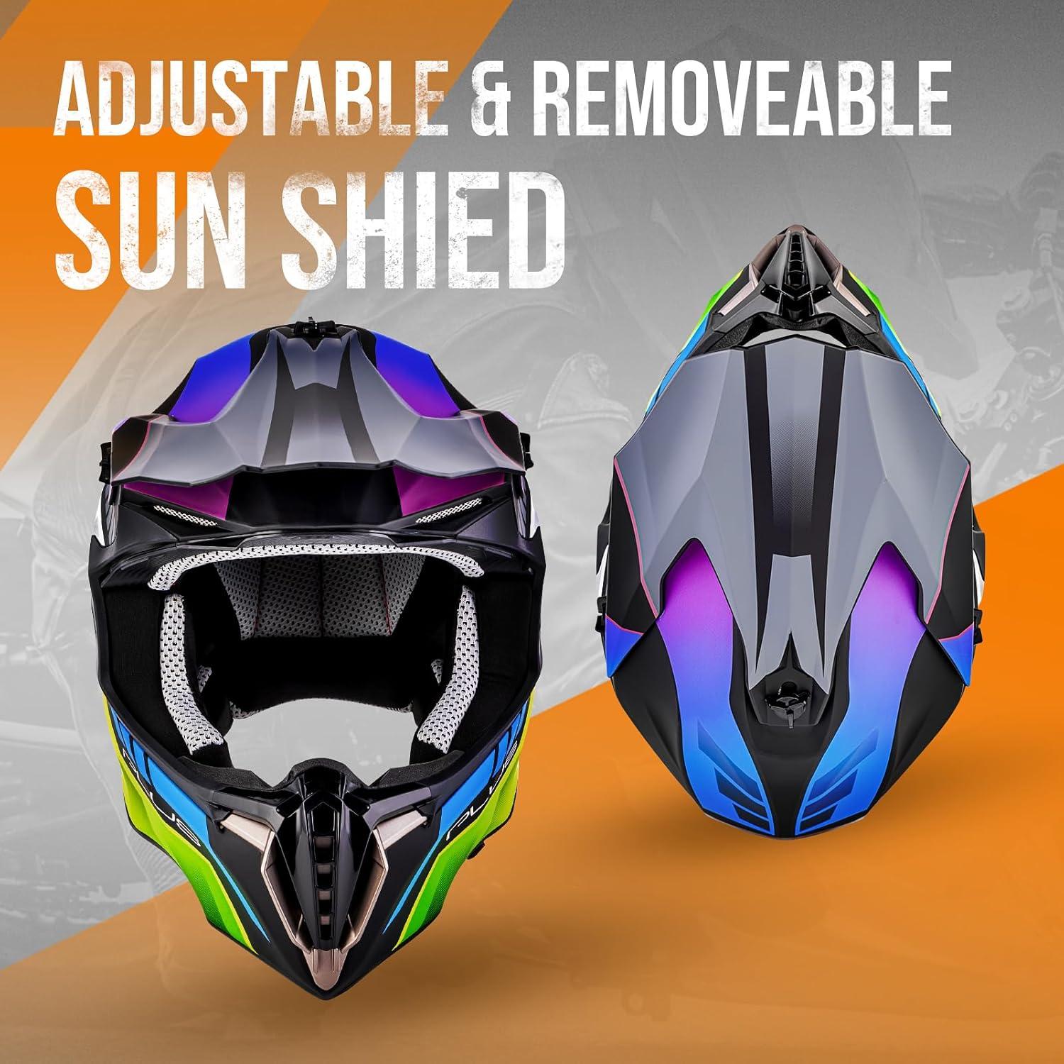 Casco OUMURS D001TY06331MB ATV Adulto con Gafas y Guantes