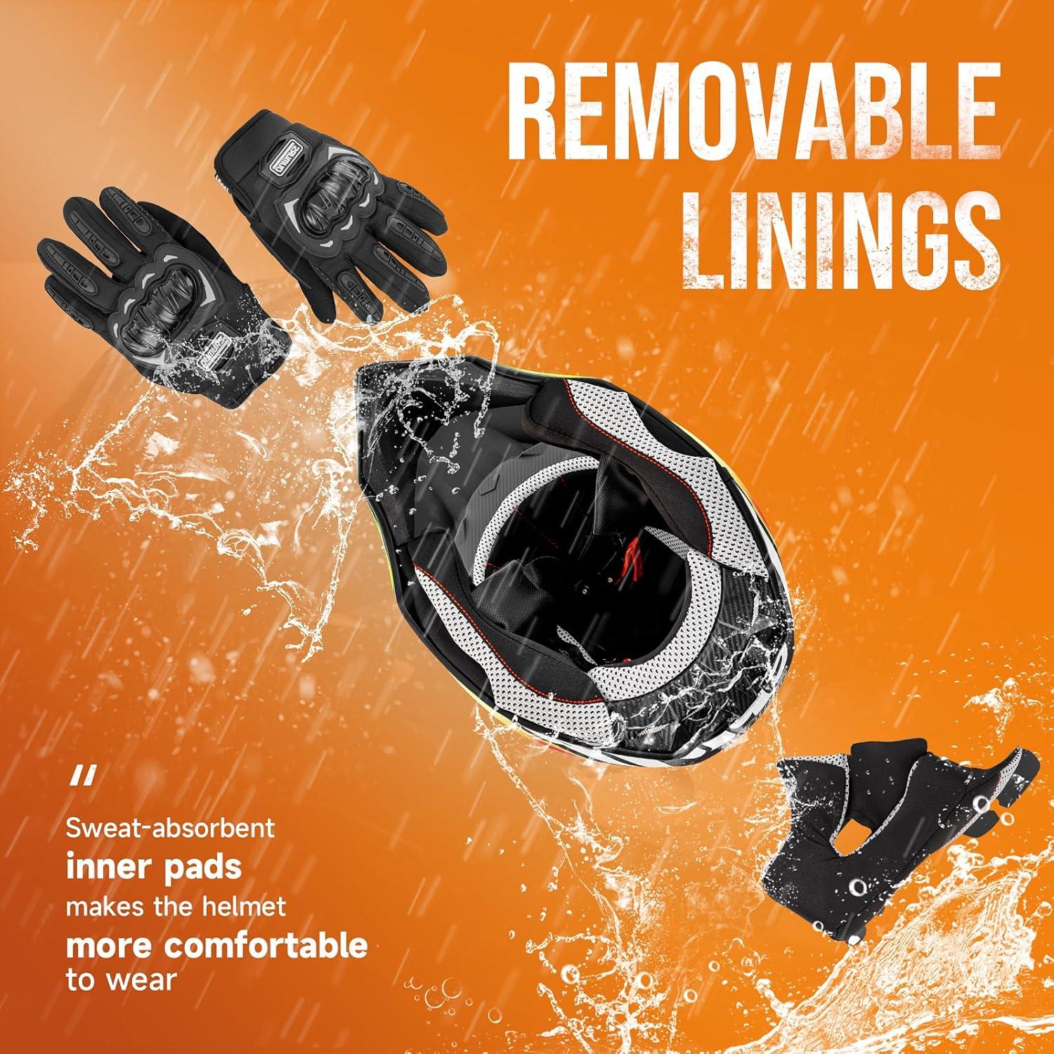 Casco OUMURS D001TY06331MB ATV Adulto con Gafas y Guantes