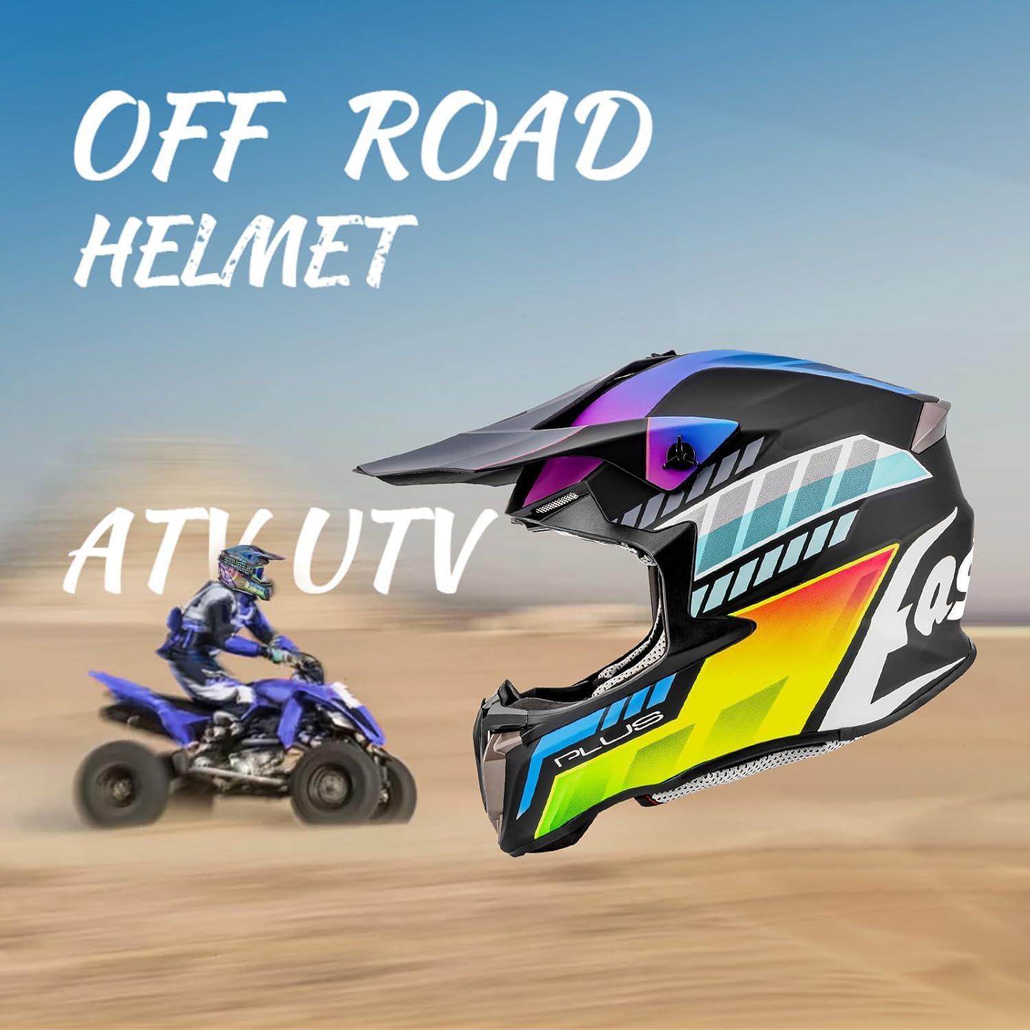 Casco OUMURS D001TY06331MB ATV Adulto con Gafas y Guantes