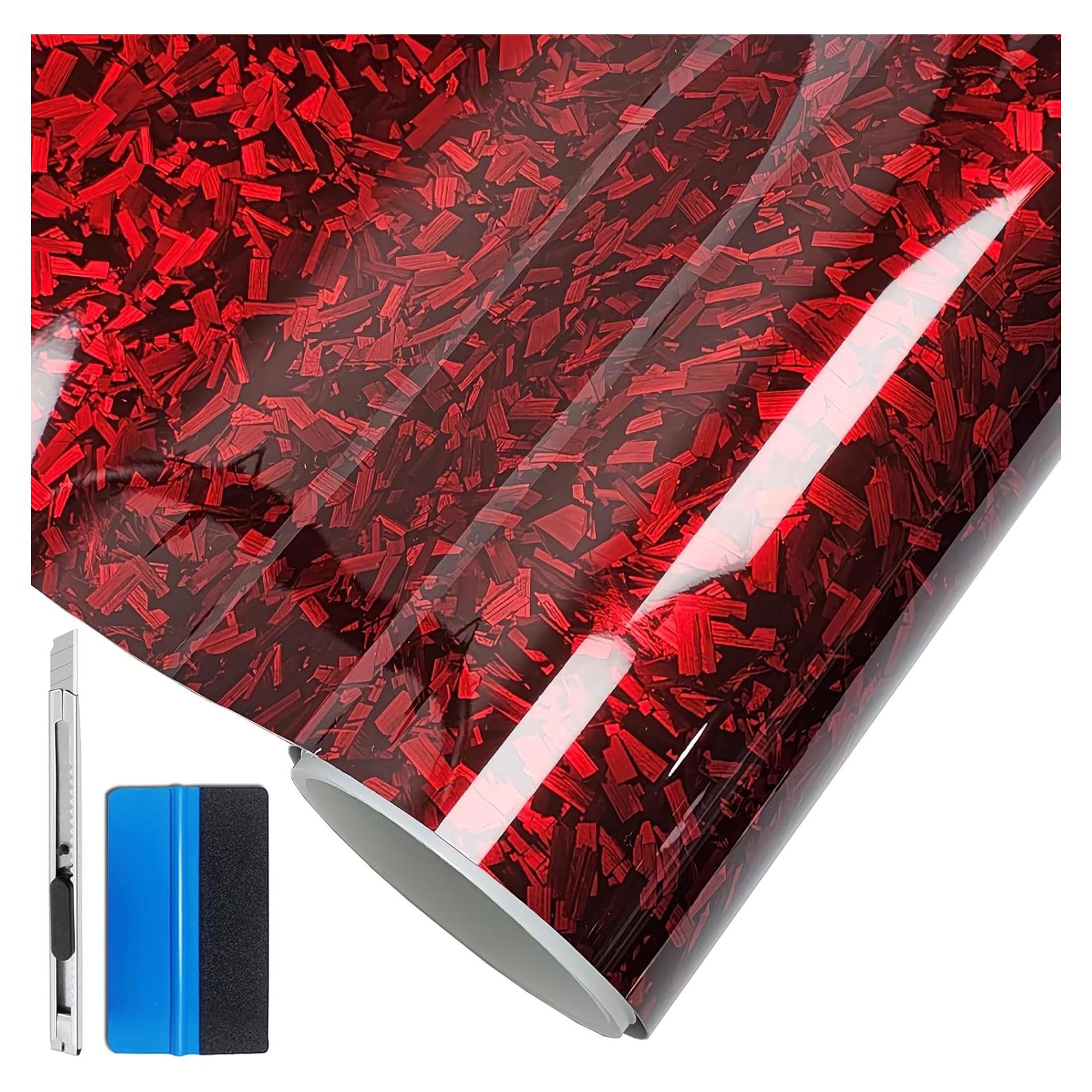 Vinilo de Fibra de Carbono Forjada LZLRUN Rojo 0.30m x 1.07m
