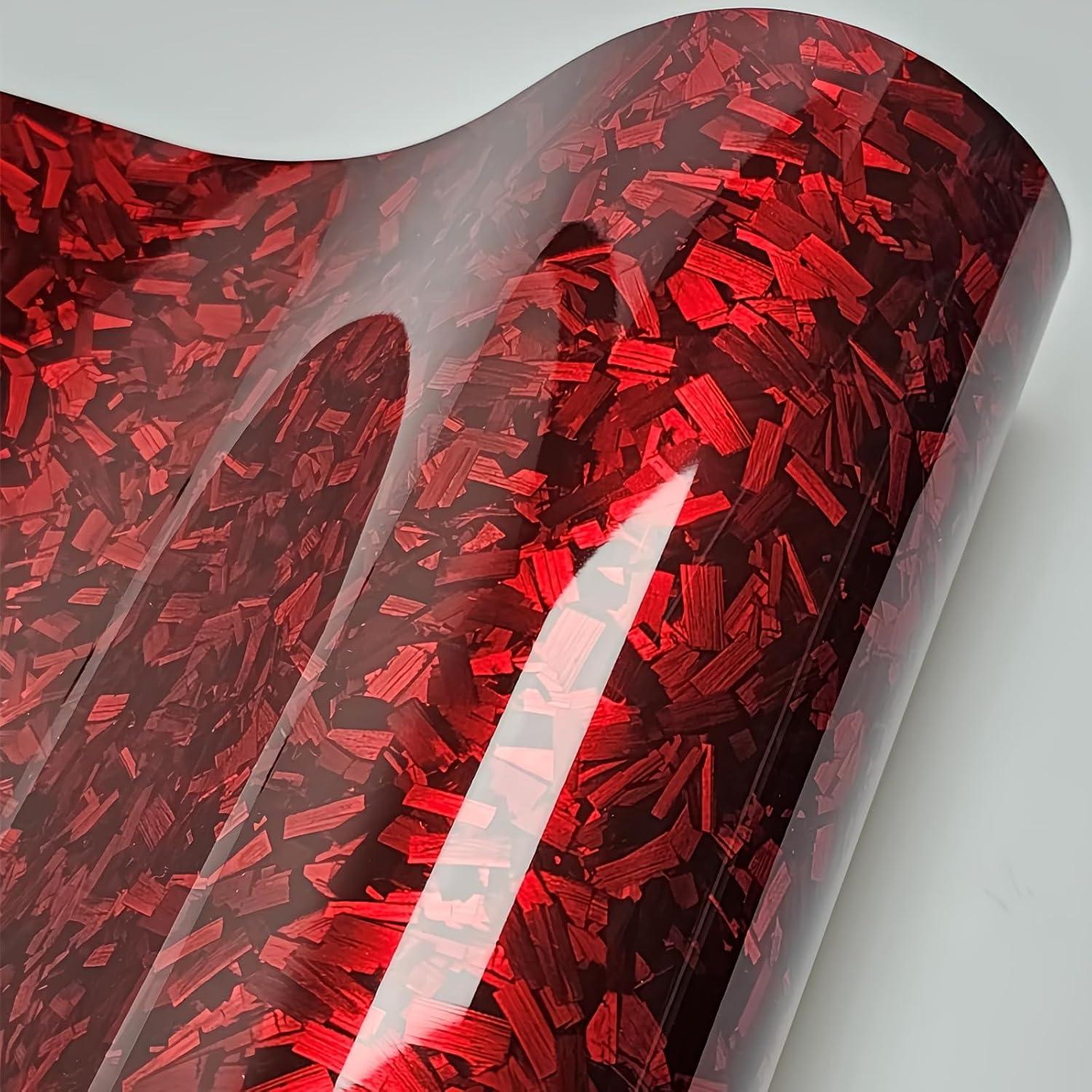 Vinilo de Fibra de Carbono Forjada LZLRUN Rojo 0.30m x 1.07m