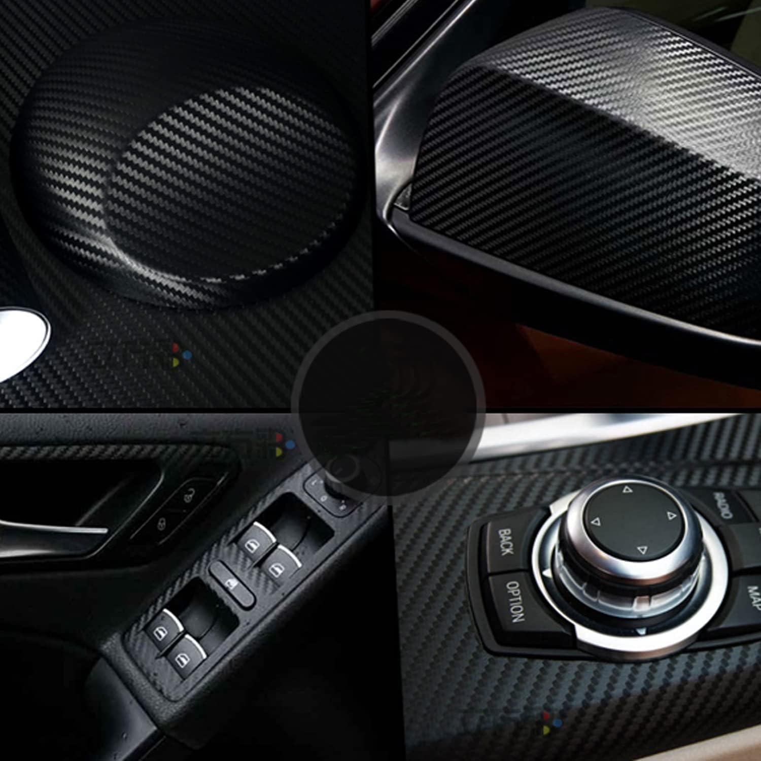 Vinilo de Fibra de Carbono Negro San Tao DS 400x30cm para Autos