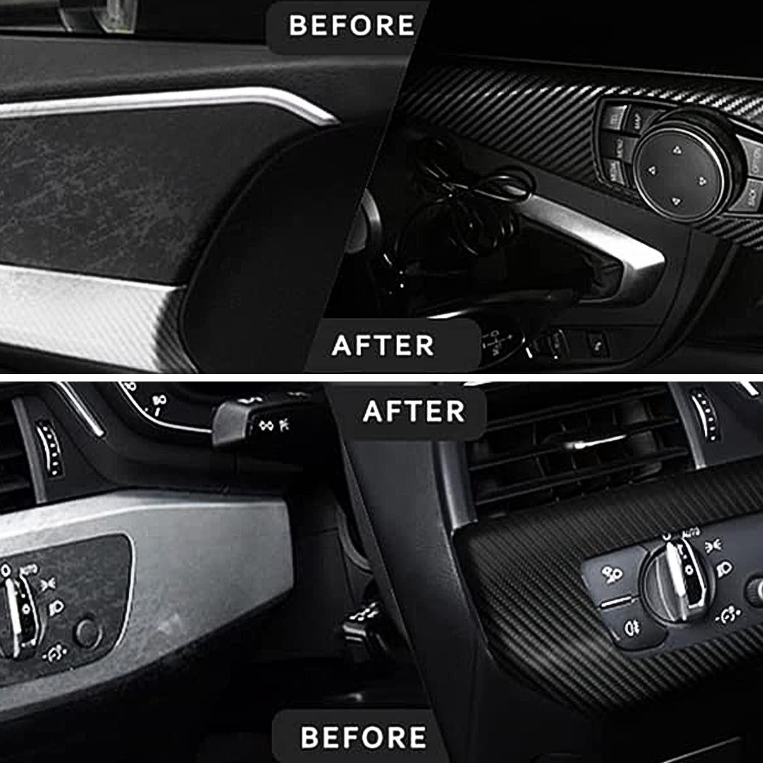 Vinilo de Fibra de Carbono Negro San Tao DS 400x30cm para Autos