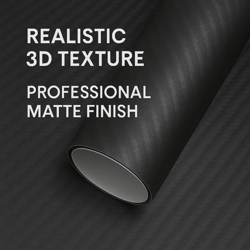Vinilo Mate Fibra de Carbono 3D RockRose 30.48x152.4cm Negro