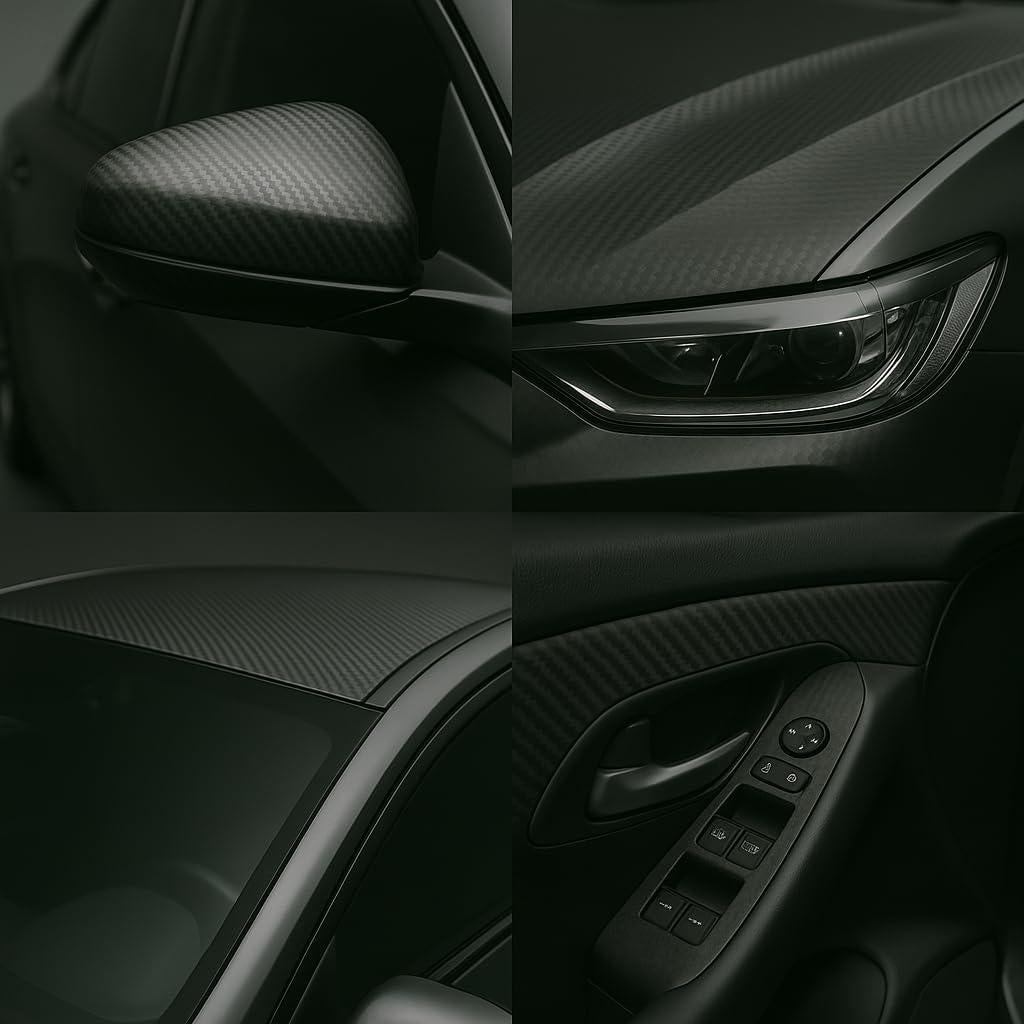 Vinilo Mate Fibra de Carbono 3D RockRose 30.48x152.4cm Negro