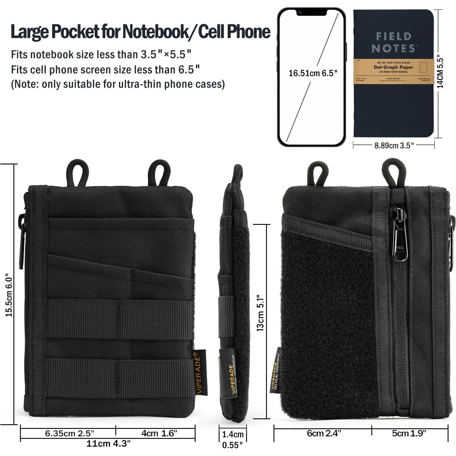 Organizador de Bolsillo EDC VIPERADE VE18 - 6 Bolsillos, Negro