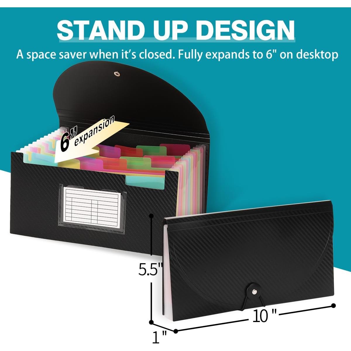 Carpeta Expandible H4D Tamaño Cheque 13 Bolsillos Negro