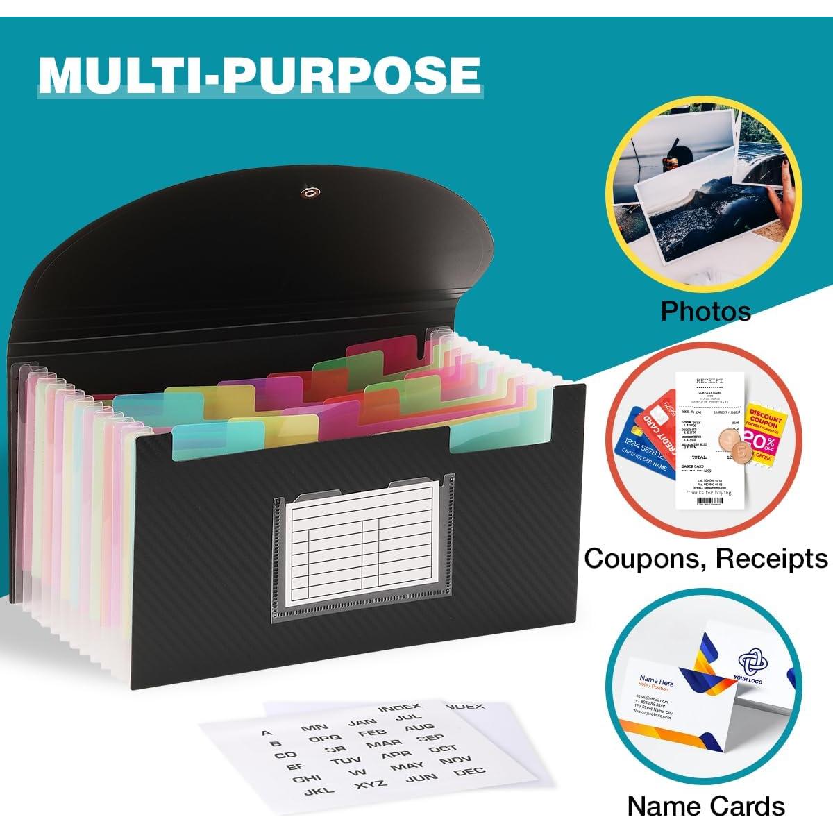 Carpeta Expandible H4D Tamaño Cheque 13 Bolsillos Negro