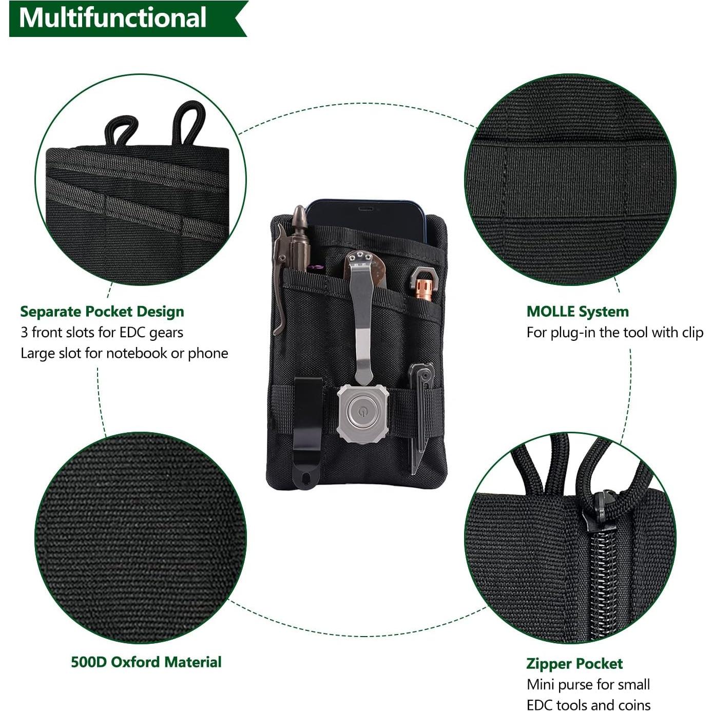 Estuche EDC HXOUSE Negro Mini Organizador 4 Bolsillos