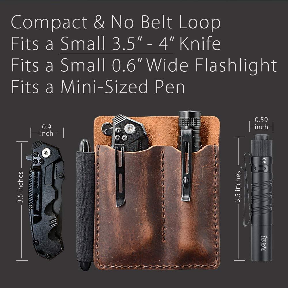 Organizador de bolsillo EDC Diodrio de cuero castaño 10.4x10.4cm