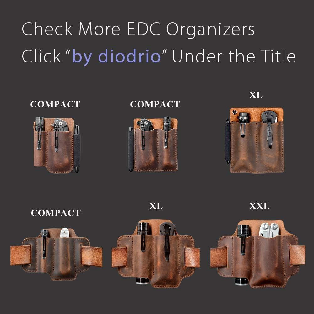 Organizador de bolsillo EDC Diodrio de cuero castaño 10.4x10.4cm