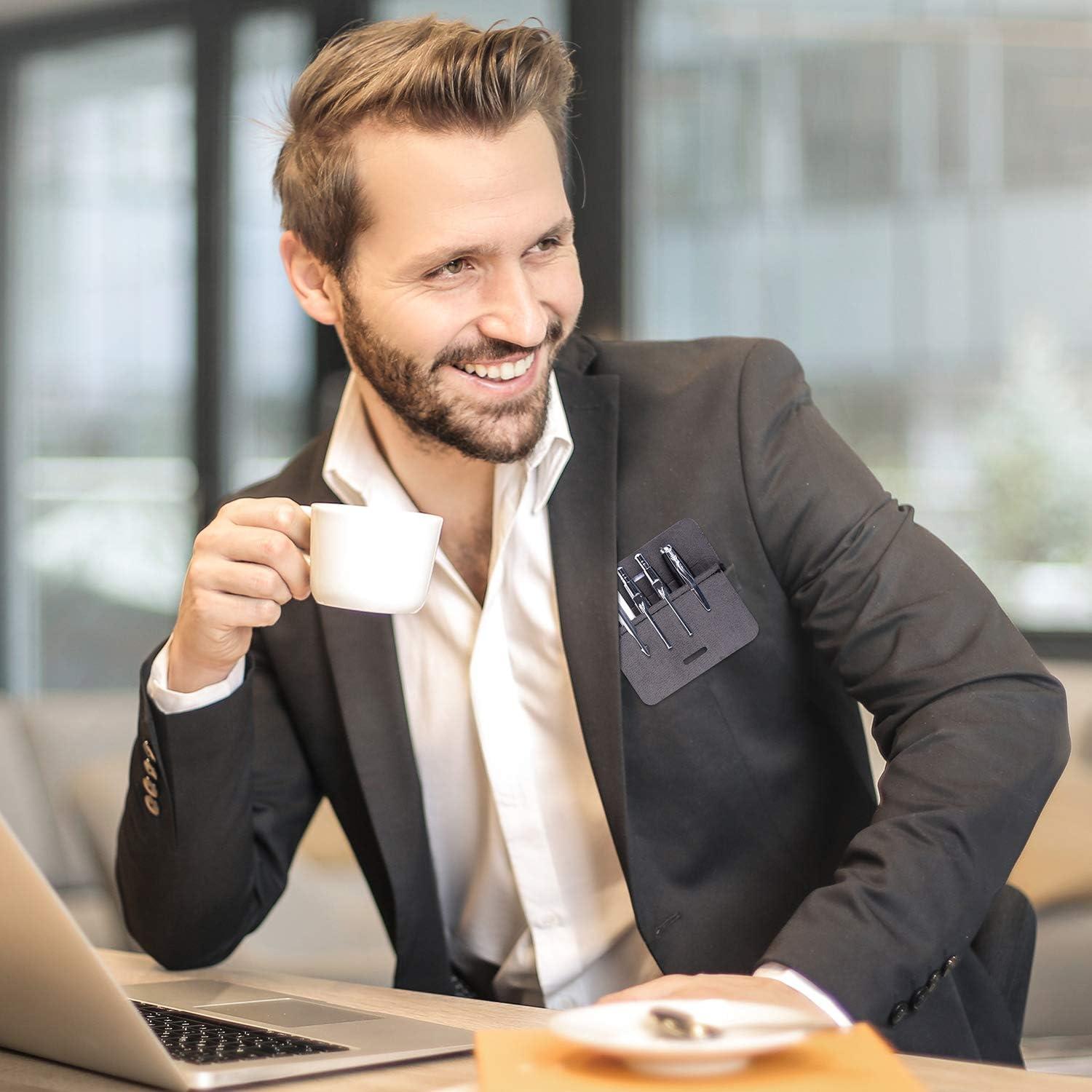 Protector de Bolsillo Wisdompro - Funda de Cuero PU Negro - Paquete de 3