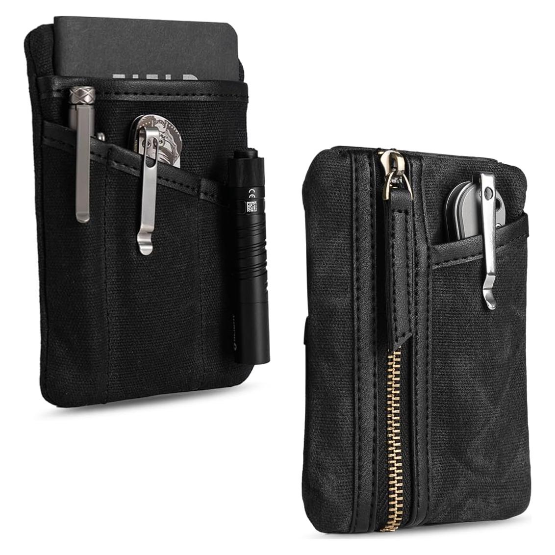 Organizador EDC Sayram SP6 de Lona Encerada Negro 6 Bolsillos