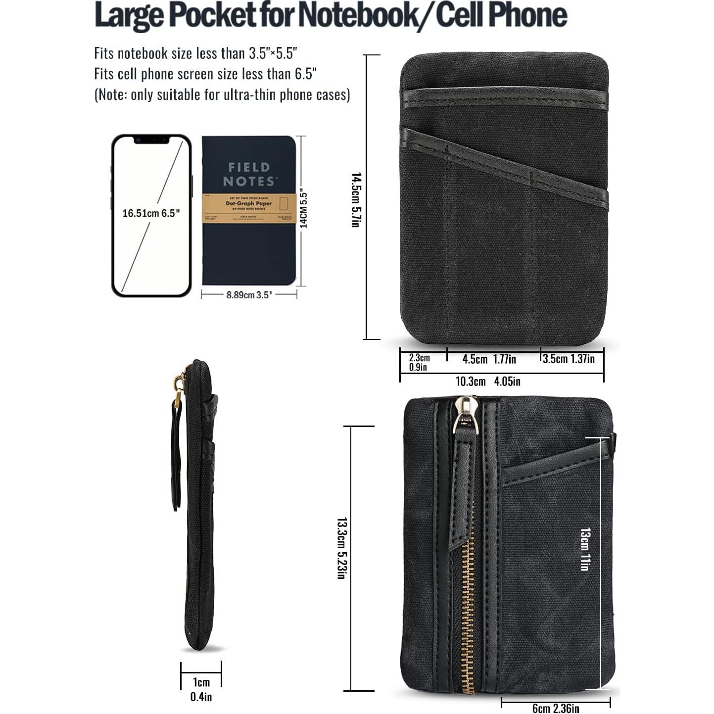 Organizador EDC Sayram SP6 de Lona Encerada Negro 6 Bolsillos