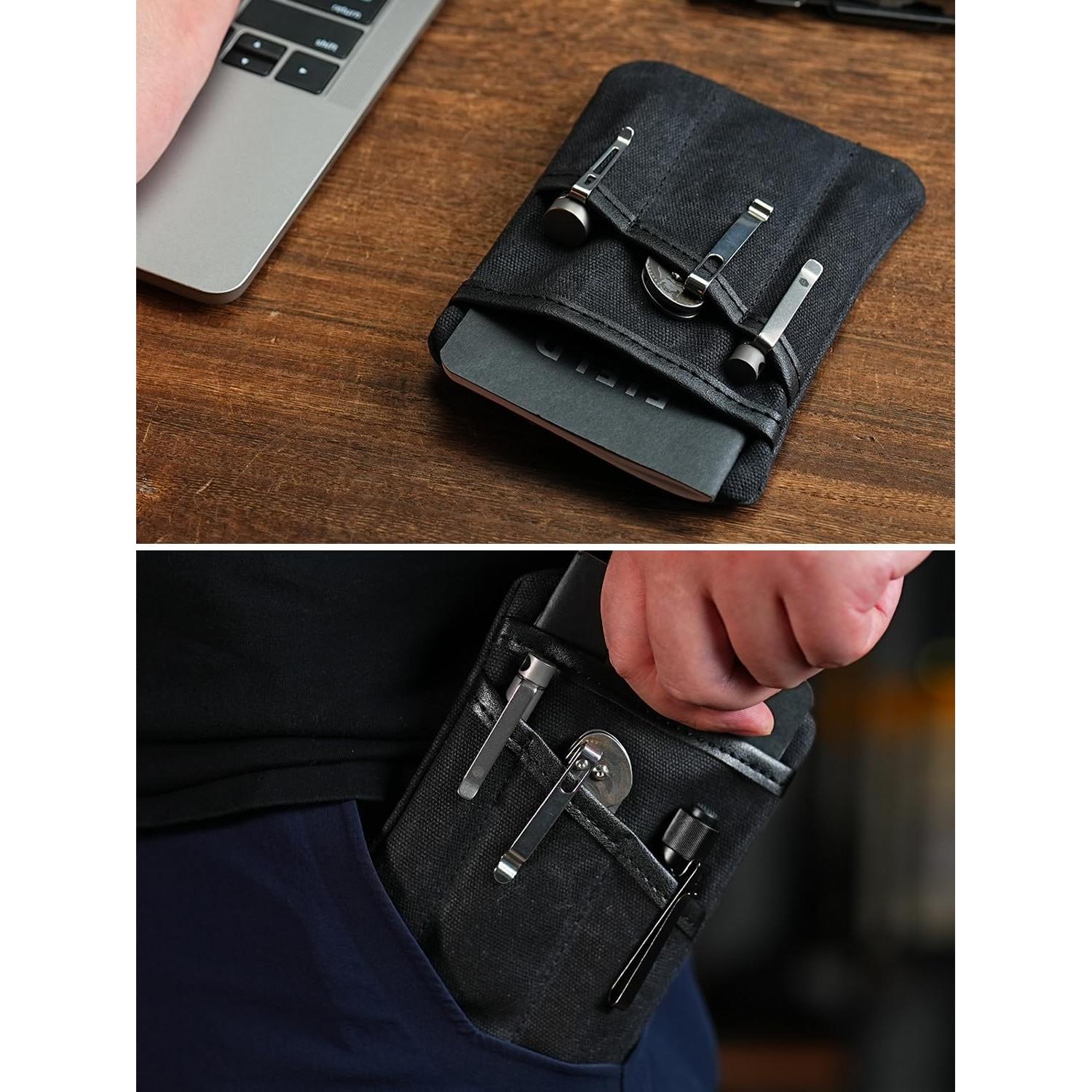 Organizador EDC Sayram SP6 de Lona Encerada Negro 6 Bolsillos