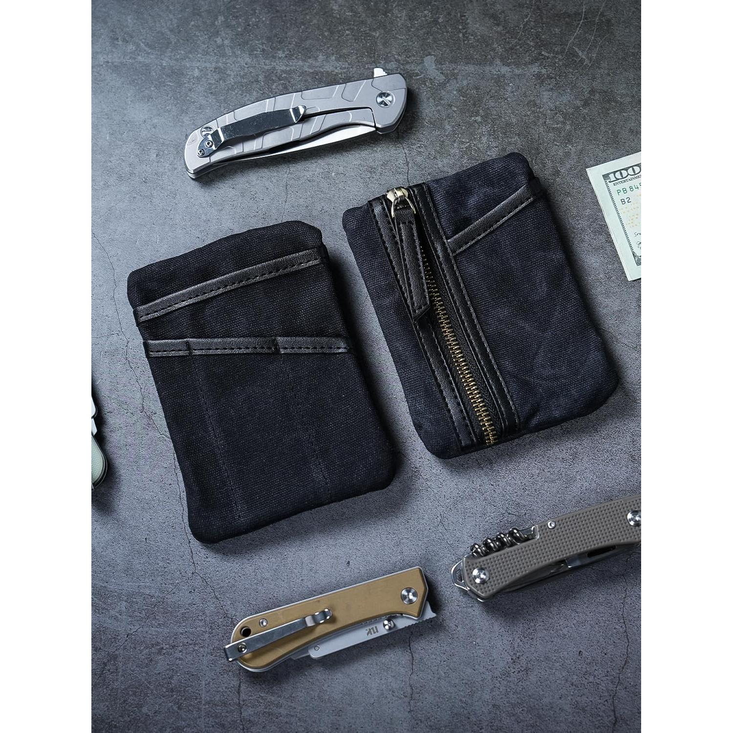 Organizador EDC Sayram SP6 de Lona Encerada Negro 6 Bolsillos