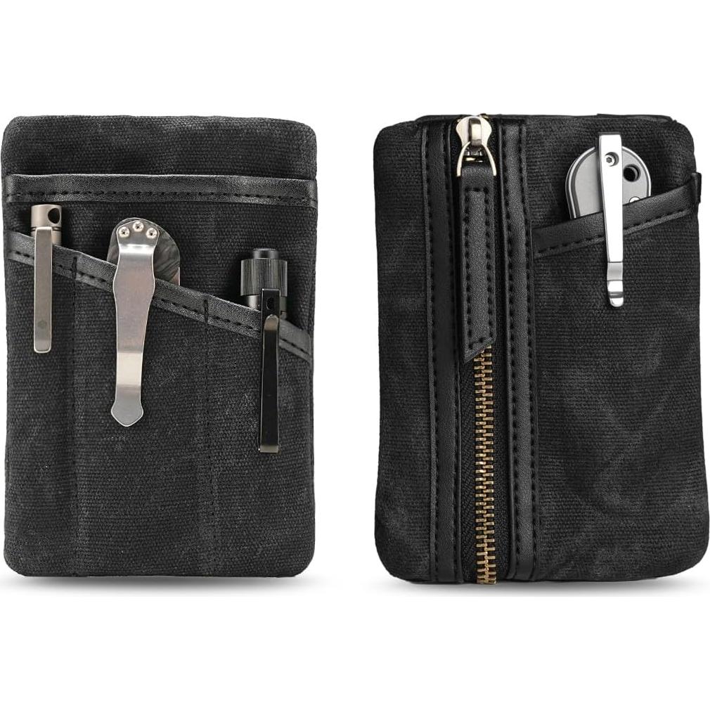 Organizador EDC Sayram SP6 de Lona Encerada Negro 6 Bolsillos