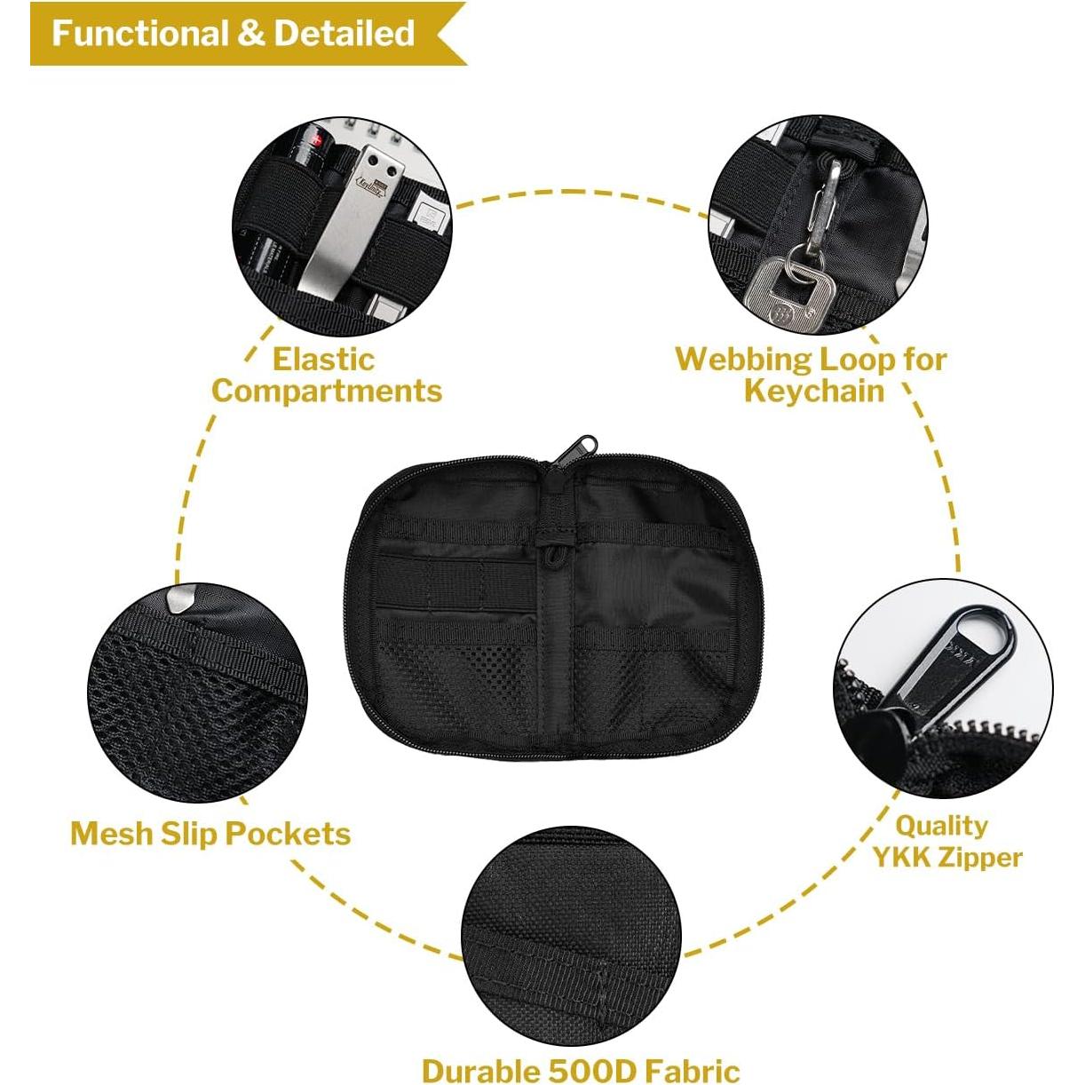 Bolsa EDC Pequeña VIPERADE VE10, Organizador de Herramientas 10 Compartimentos