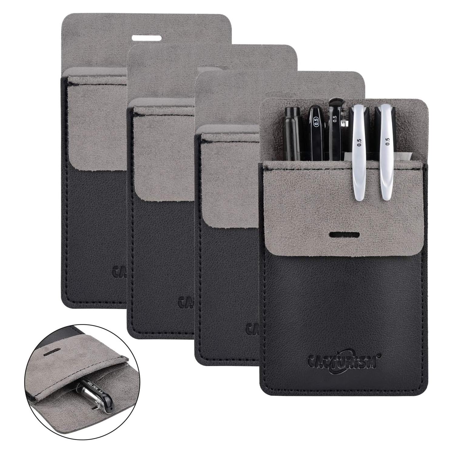 Protector de Bolsillo Cacturism 4 Pcs Cuero PU Negro