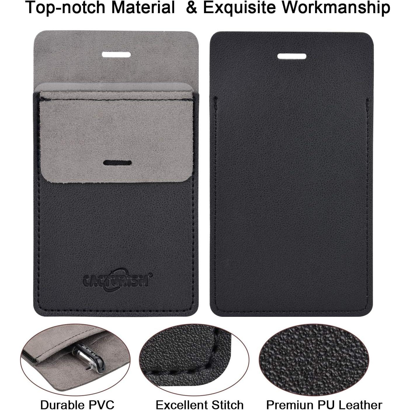 Protector de Bolsillo Cacturism 4 Pcs Cuero PU Negro