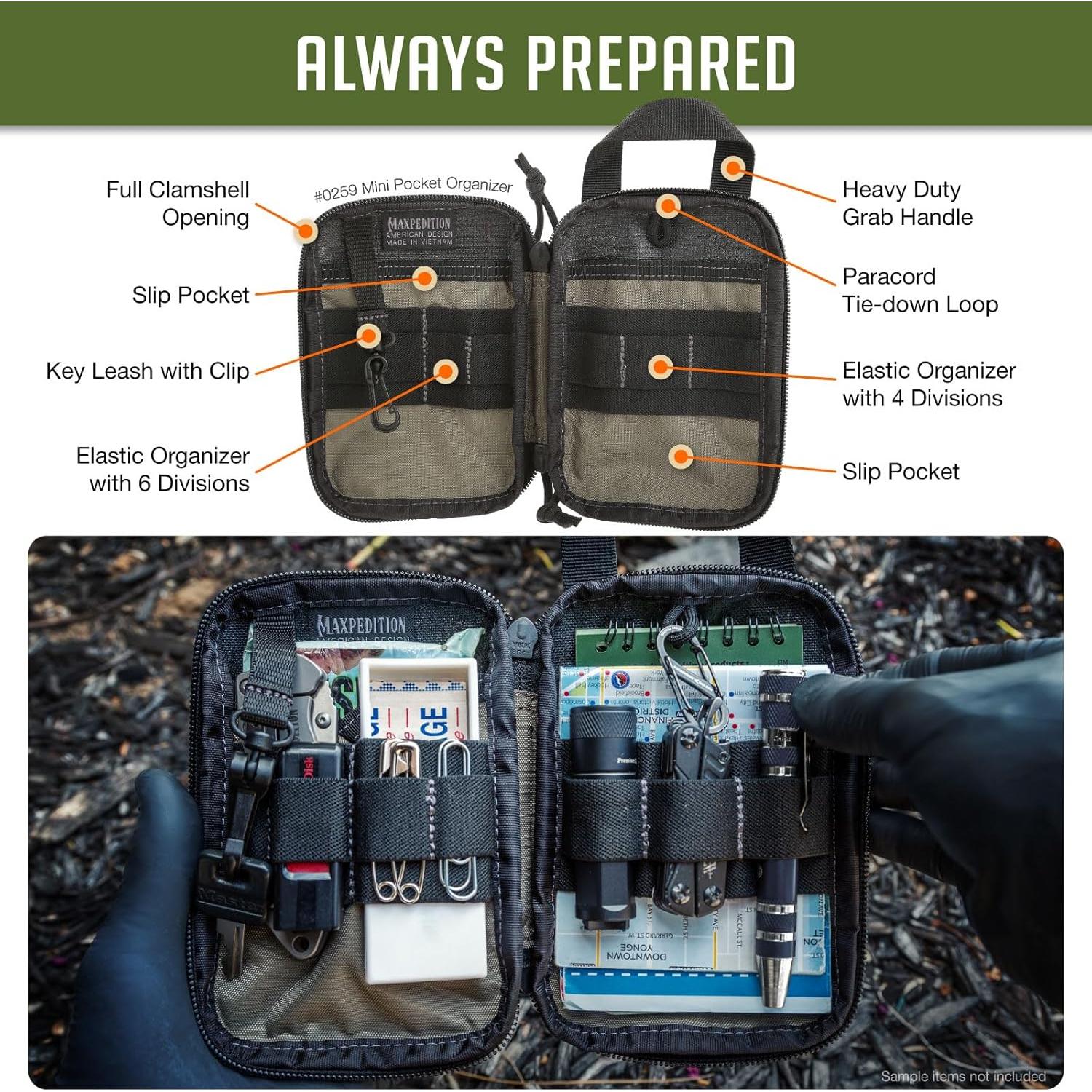 Organizador de bolsillo Mini Maxpedition Negro EDC 15x10 cm