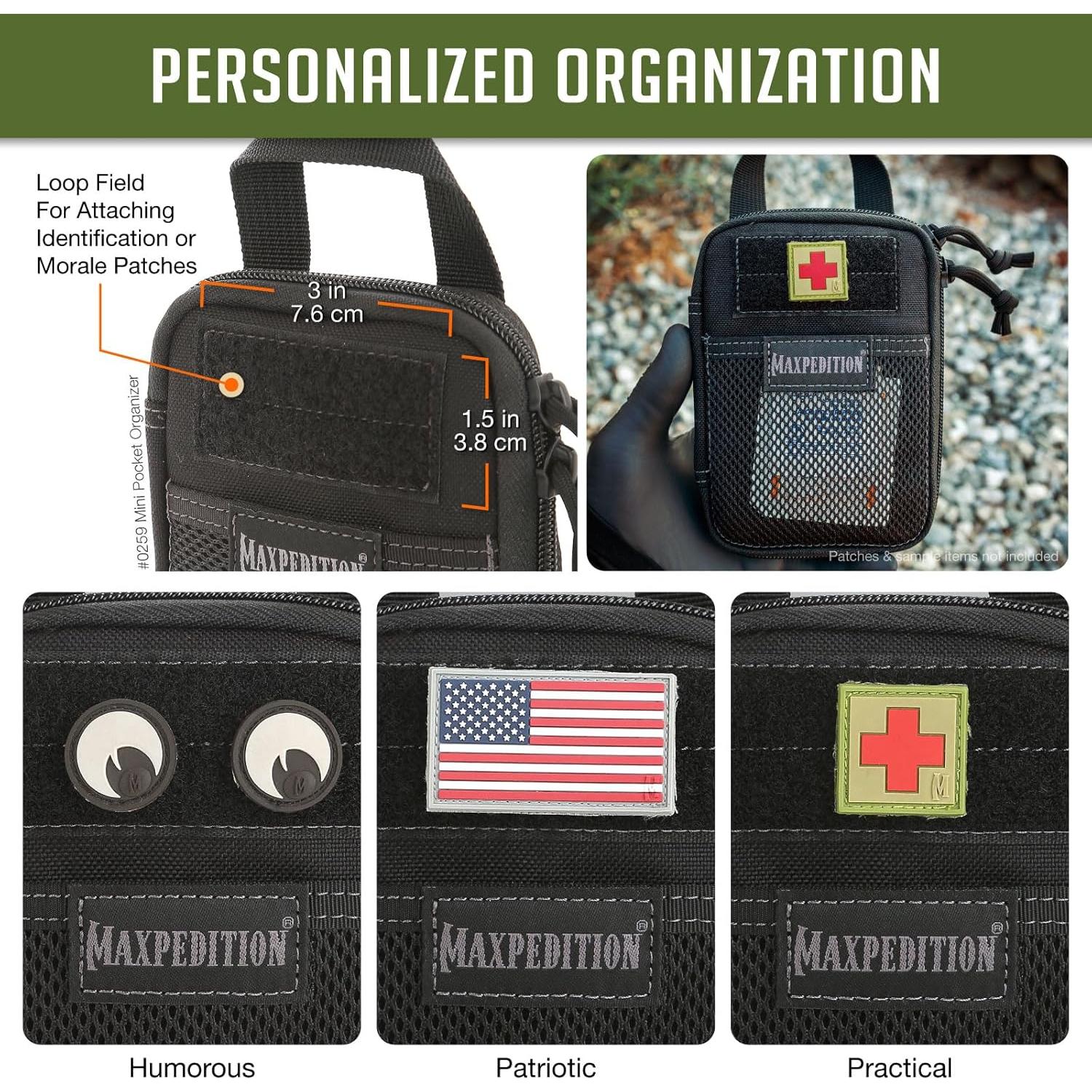 Organizador de bolsillo Mini Maxpedition Negro EDC 15x10 cm