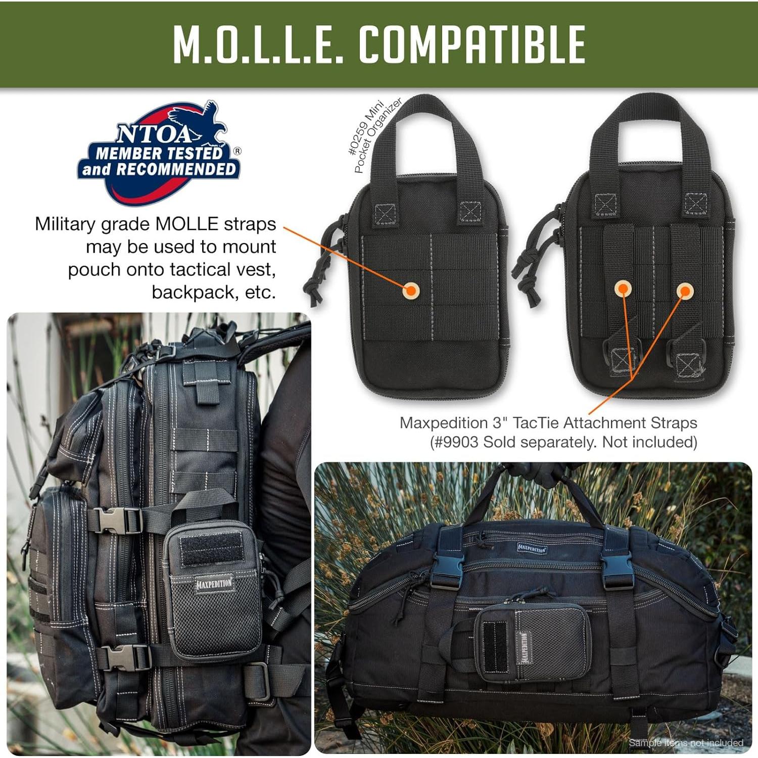 Organizador de bolsillo Mini Maxpedition Negro EDC 15x10 cm