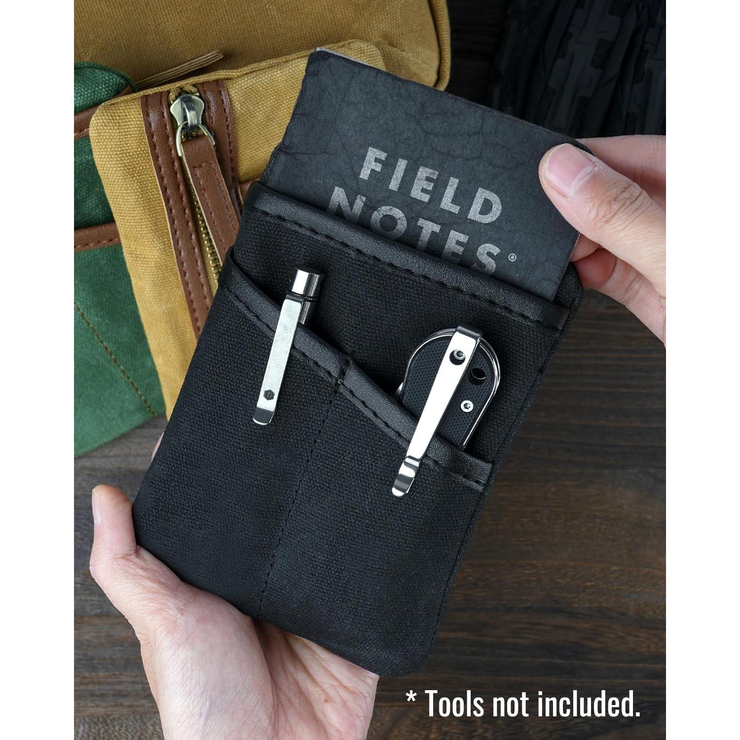 Bolsa EDC SAYRAM SP10 de Lona Encera Negra, Organizador Compacto